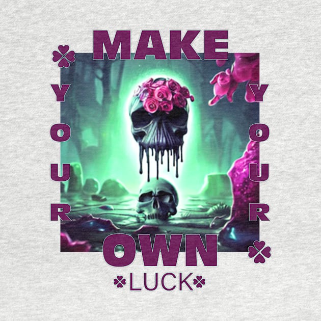 make your own luck skull lucky with pink flowers by youni youni